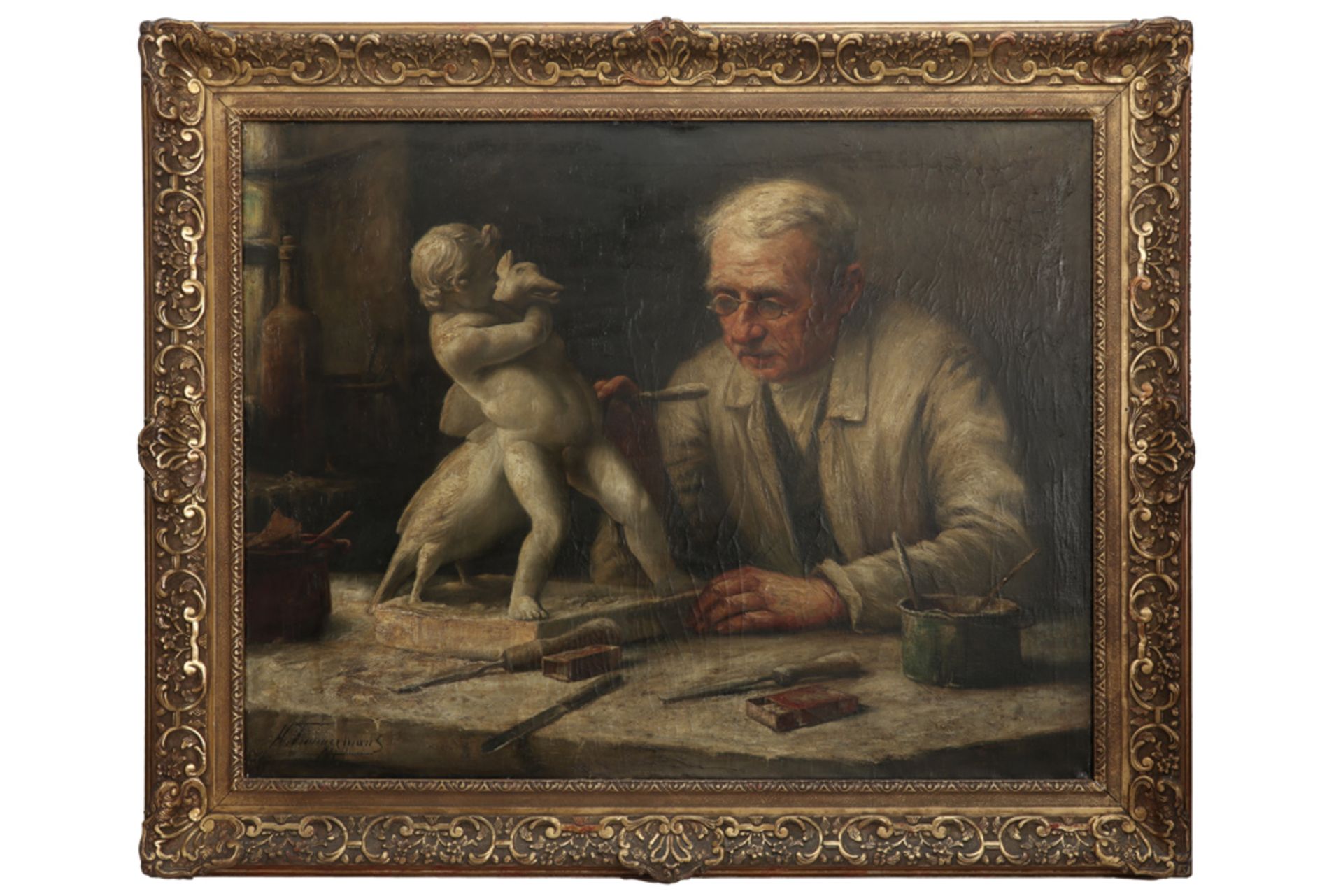 19th/20th Cent. Belgian oil on canvas - signed Henri Timmermans || TIMMERMANS HENRI (1858 - 1942) - Bild 3 aus 4
