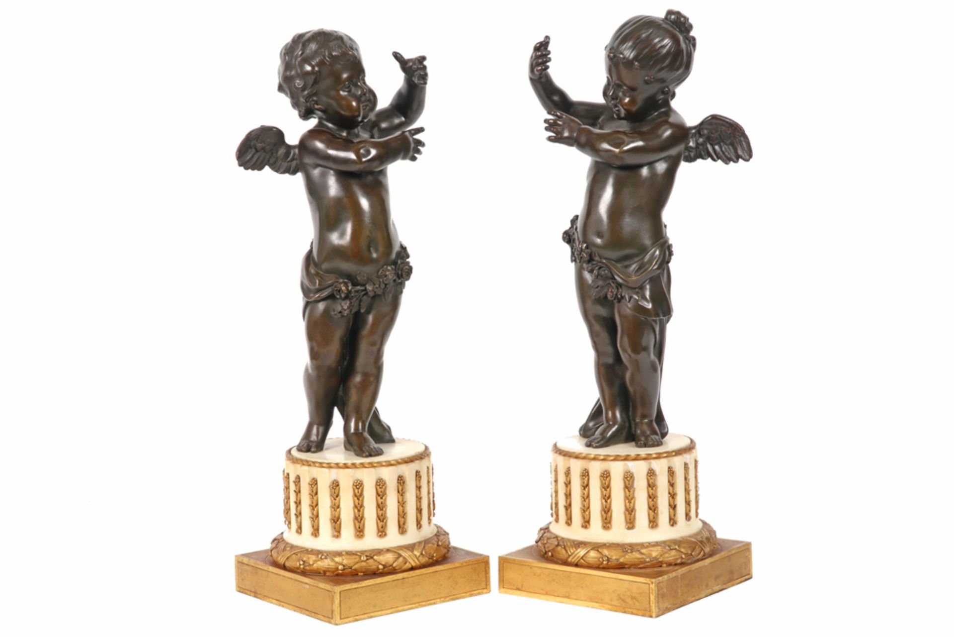 rare pair of 19th Cent. French Henry Dasson signed sculptures in bronze each on Louis XVI style base - Bild 2 aus 3