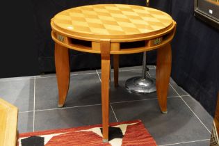 "Jules Leleu" Art Deco fancy table in sycamore - with a number - ca 1940 || LELEU JULES (1883 -