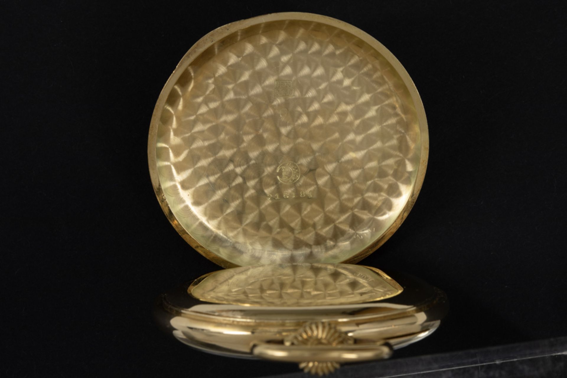 Chronomètre Croissant marked Art Deco pocket watch with its case in yellow gold (18 carat) || - Bild 4 aus 4