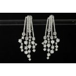 superb pair of earrings in white gold (18 carat) with ca 3,70 carat of very high quality brilliant