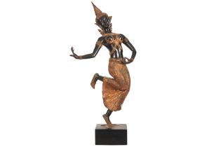 20th Cent. Thai bronze sculpture || Thaise sculptuur in deels gedoreerde brons : "Danseres" - hoogte