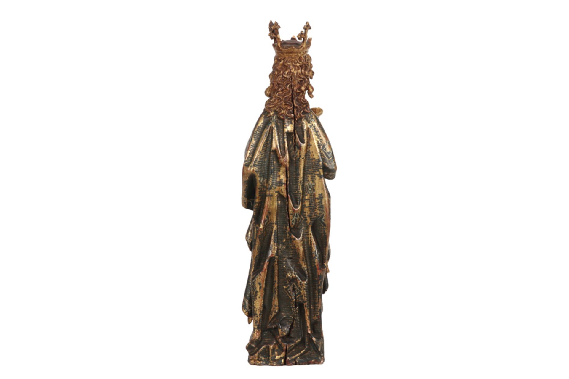 antique Gothic revival sculpture with original polychromy || Antieke neogotische sculptuur in hout - Image 3 of 4
