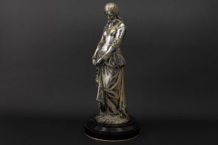 antique French sculpture in silver- and goldplated bronze - signed Emile André Boisseau and dated