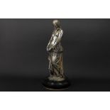 antique French sculpture in silver- and goldplated bronze - signed Emile André Boisseau and dated