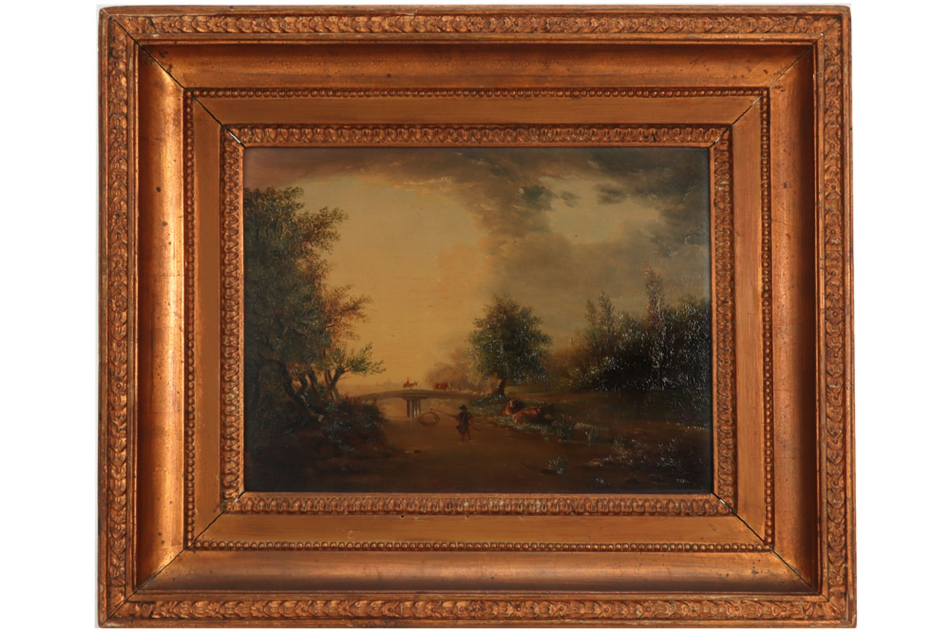 19th Cent. illegibly signed oil on panel || Negentiende eeuws onleesbaar getekend ("P. D' Ou...t) - Image 3 of 4