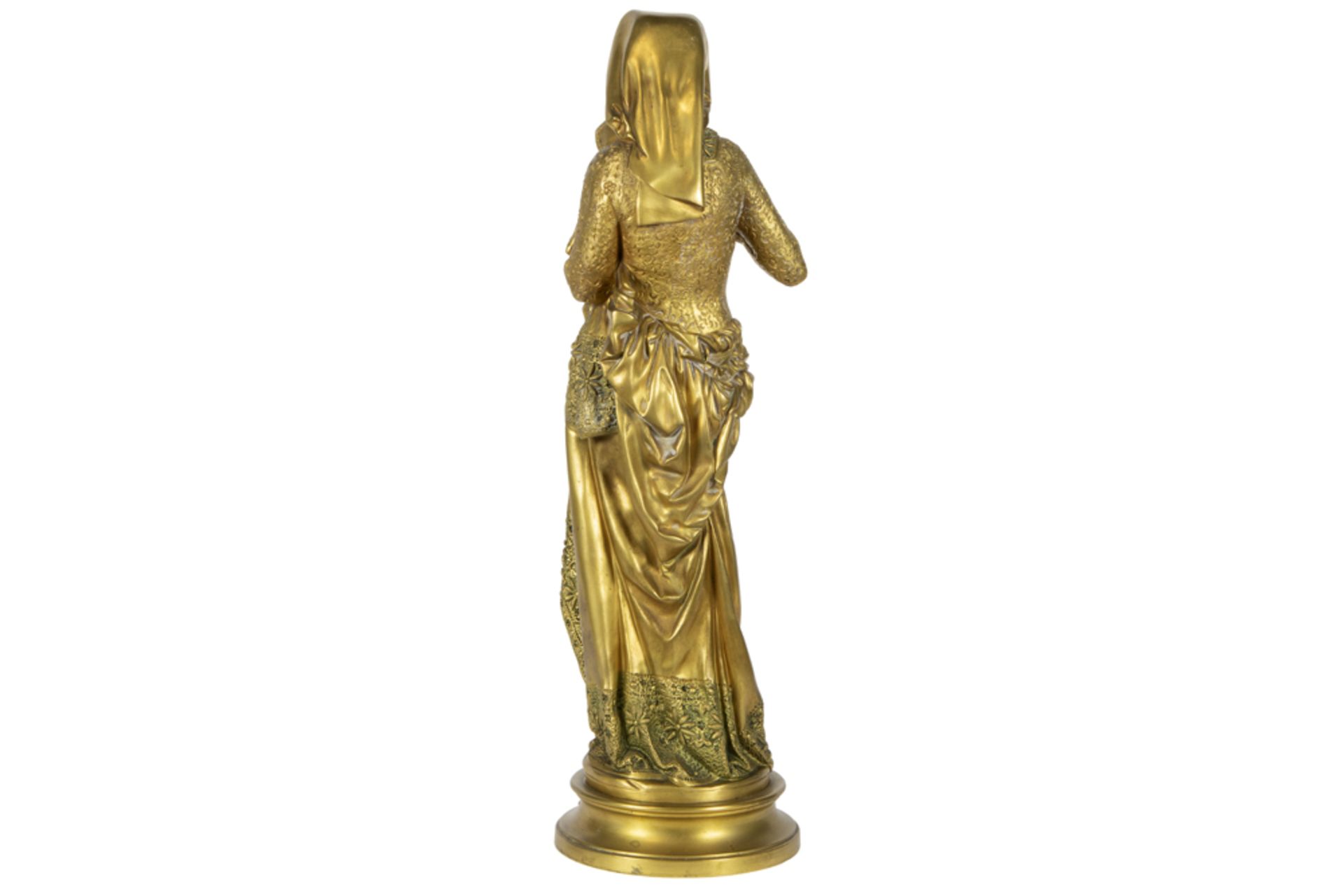19th Cent.Carrier-Belleuse signed chryselephantine sculpture in gilded bronze and ivory - with - Image 4 of 7