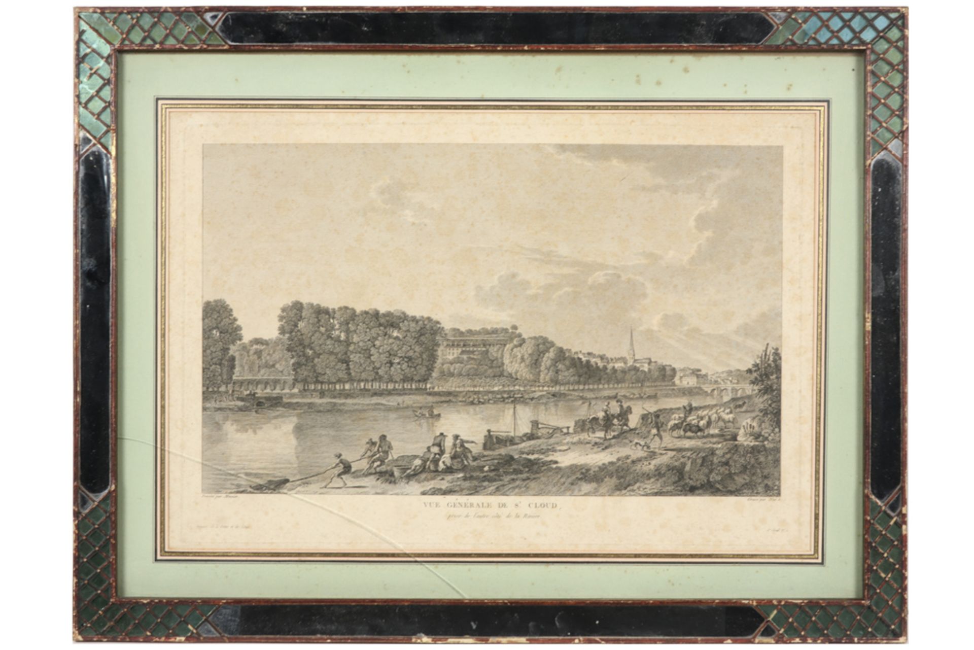 pair of antique engravings each with a frame with mirrored glass || Paar antieke gravures telkens - Image 3 of 3