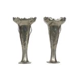 pair of Orivit marked pewter Art Nouveau vases || ORIVIT paar Art Nouveau-vazen in zilvertin met