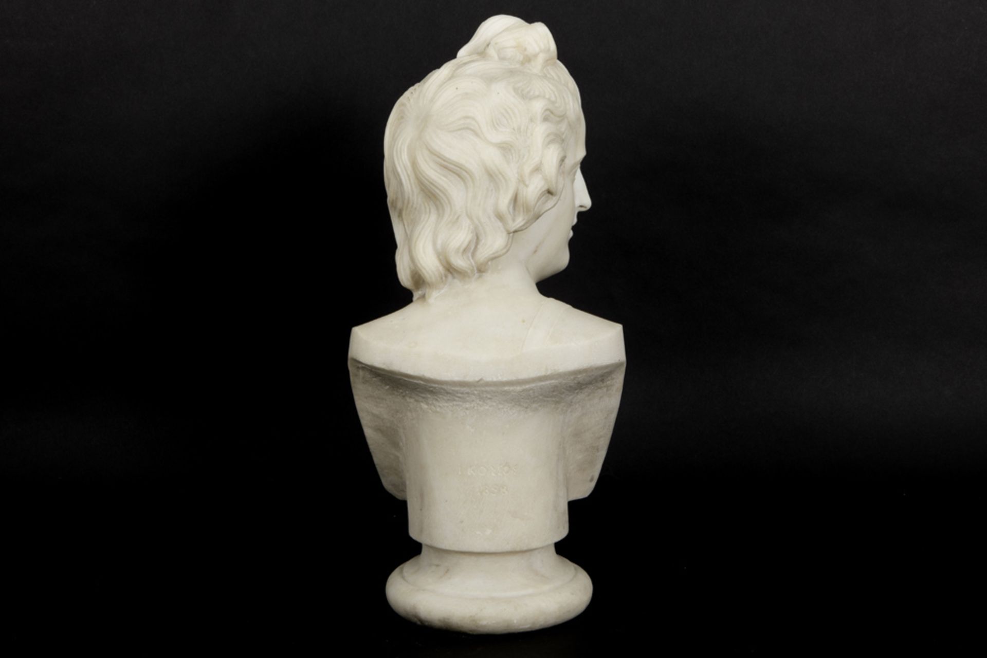 19th Cent. Ioannis Kossos signed "Bust of a Greek Adonis" sculpture in Carrara marble - signed in - Bild 4 aus 7