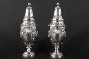 pair of antique presumably French neoclassical castors in silver with a mark of Dijon (1756/9) ||
