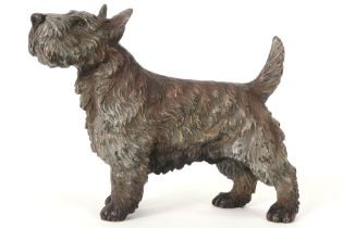 'antique' Viennese Dog sculpture in bronze with remains of the original polychromy || 'Antieke'