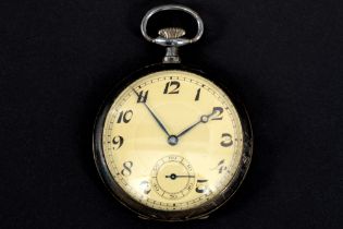 antique pocket watch with its case in silver (with niëllo) and yellow gold || Antiek zakhorloge