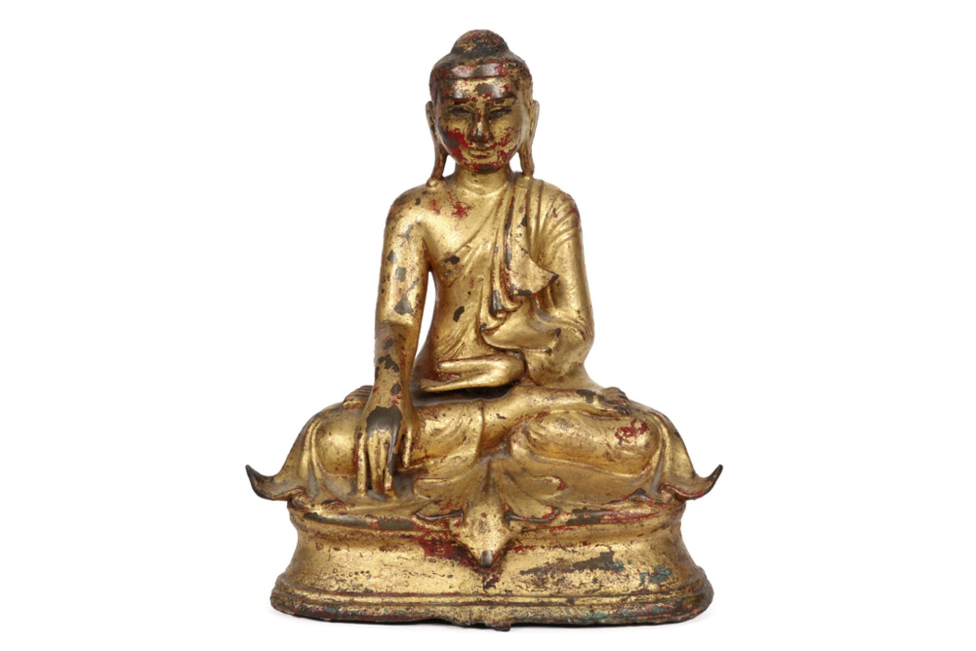 antique Burmese "Buddha" sculpture in gilded bronze || Antieke Birmaanse sculptuur in gedoreerde