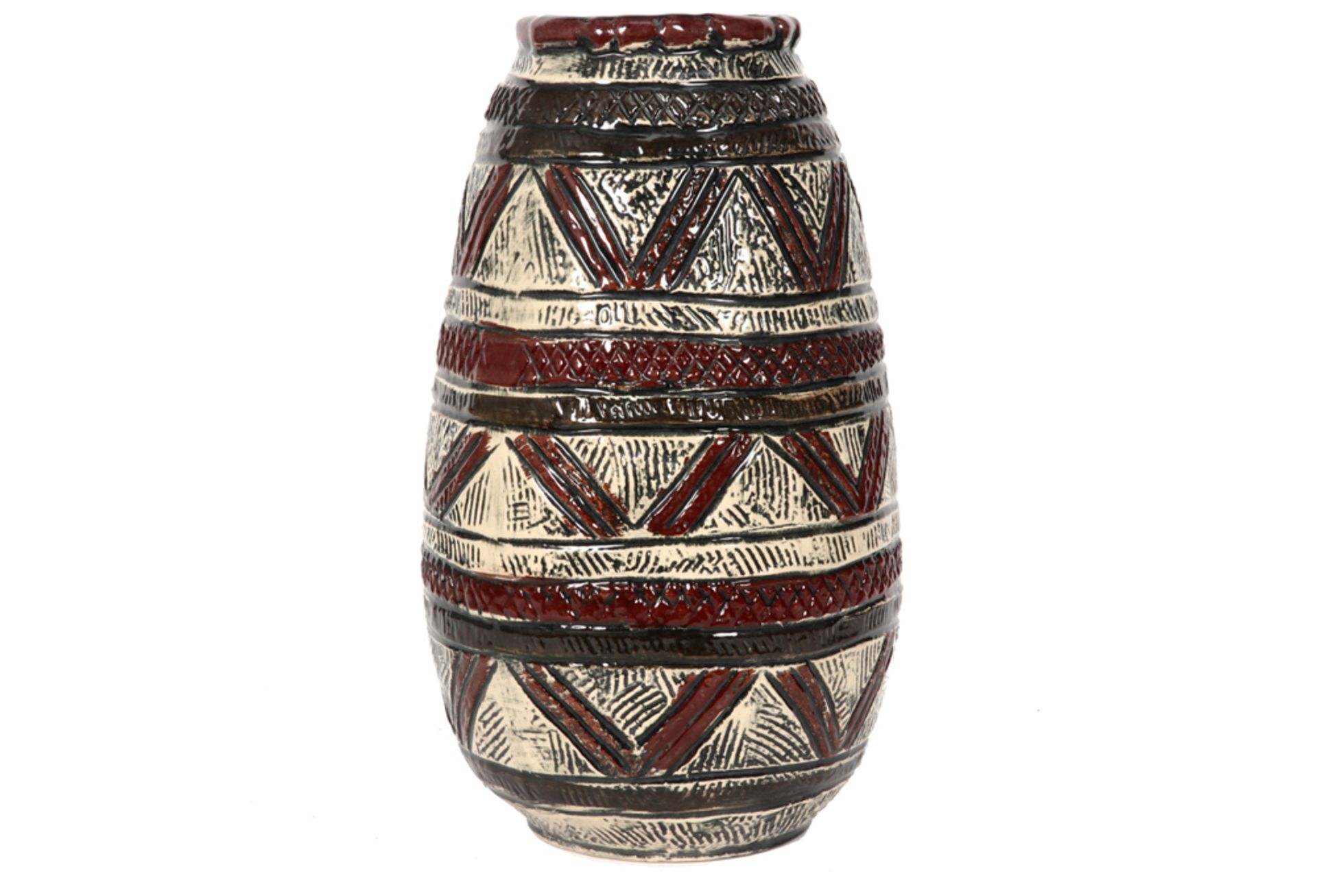 fifties' vase with a Josef Koch design from the "Congo" series in earthenware, marked "Bay - West