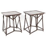 pair of cute foldable occasional tables || Paar leuke opklapbare bijzettafeltjes in acajou