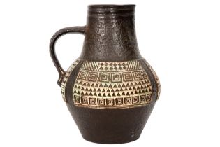 late fifties' German ceramic vase with an African style decor || Late fifties' West-Duitse vaas in