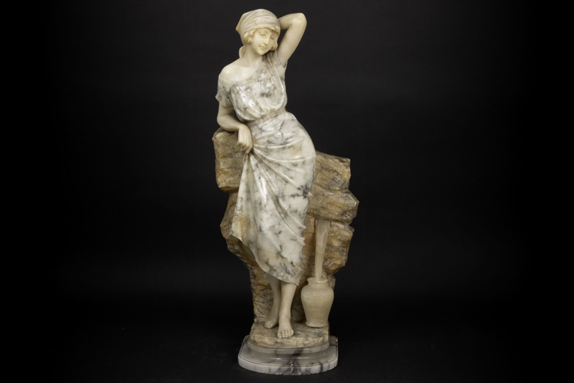 19th Cent. Italian sculpture in marble and alabaster - signed Trafely & Sardelli || TRAFELY &