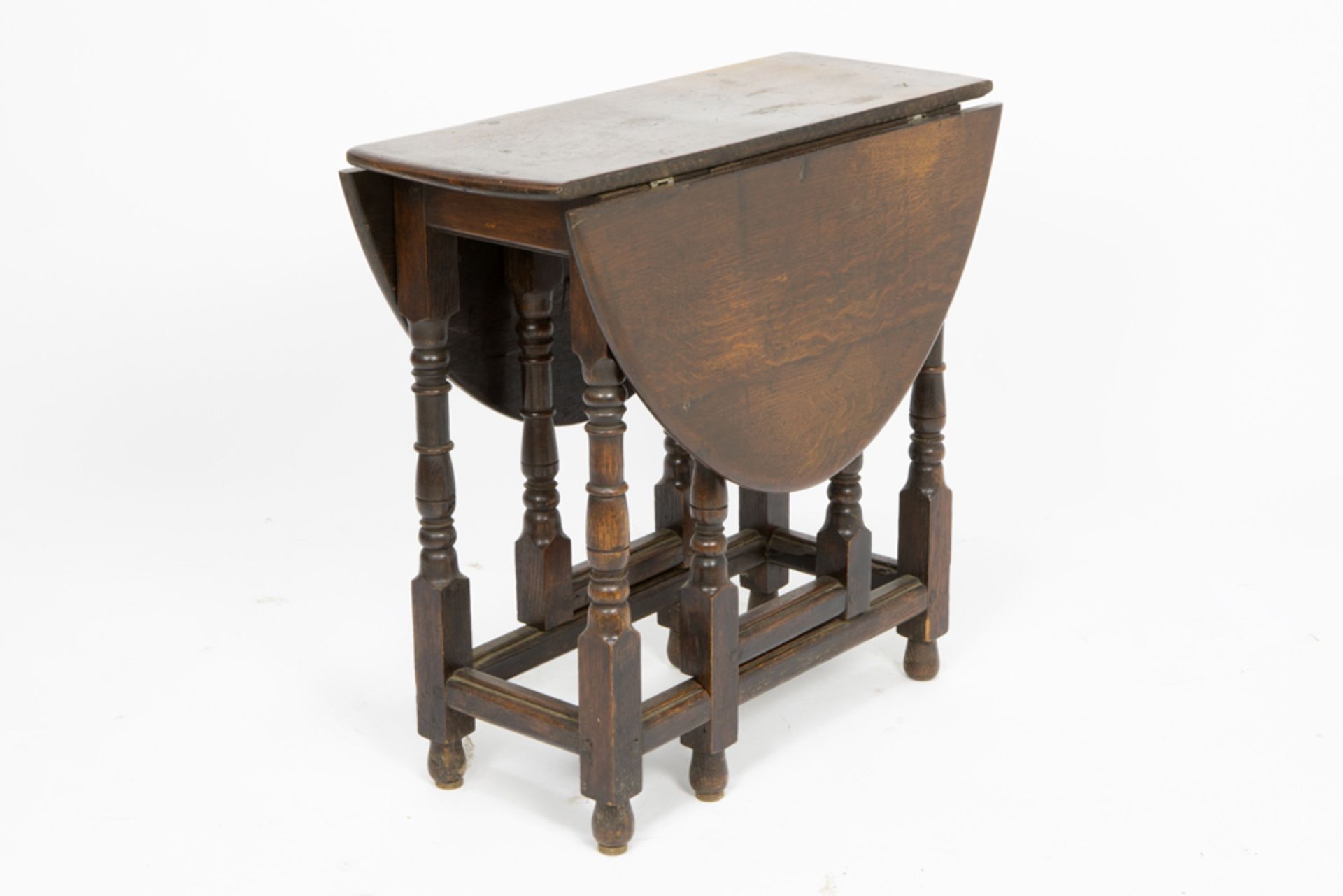 small antique English gateleg table with drawer in oak || Antieke kleine Engelse gatelegtafel met