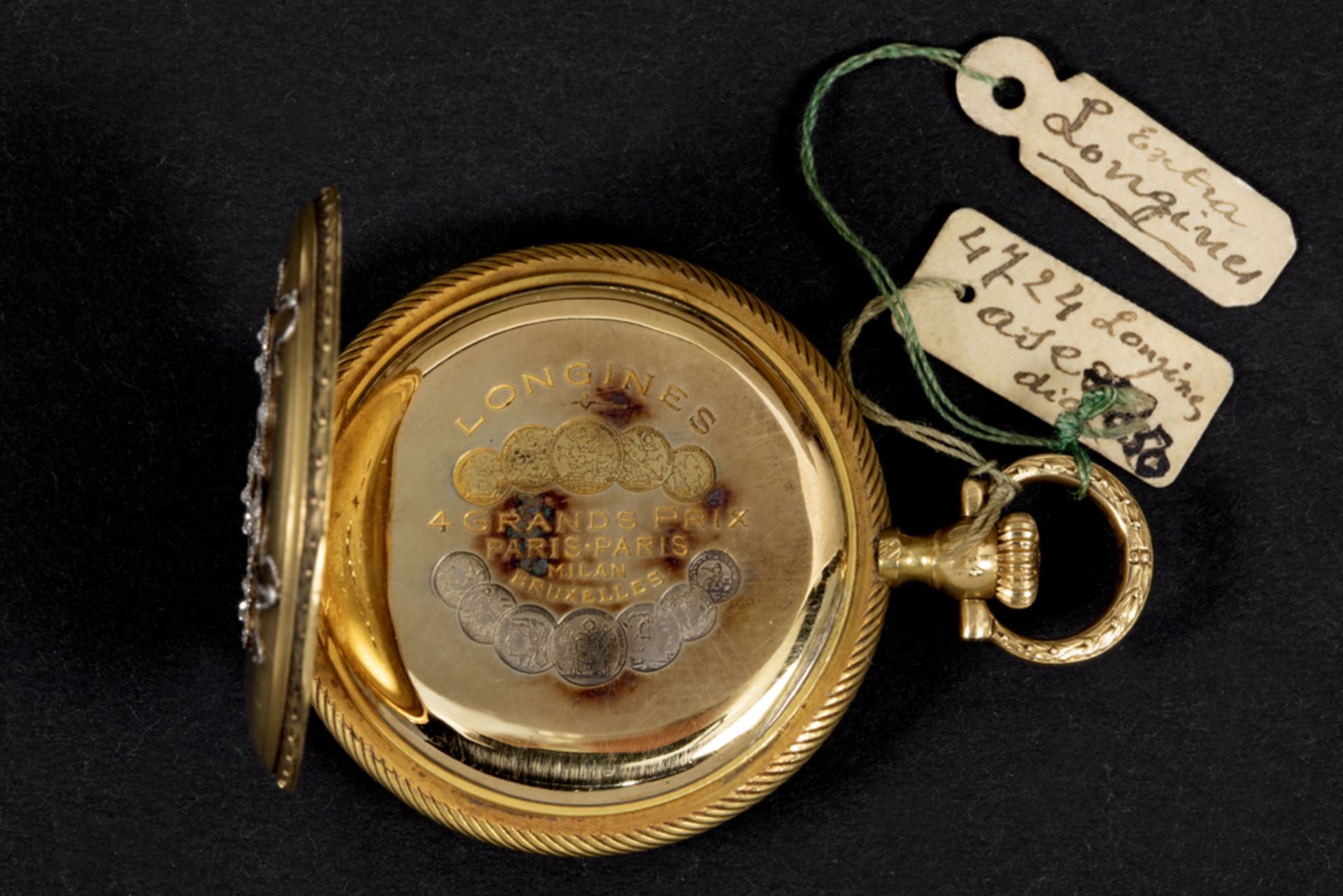 antique Longines marked ladies' pocket watch in yellow gold (18 carat) with its lid with a - Image 3 of 4