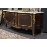 beautiful antique, presumably French Louis XV style sideboard in rose-wood with rich mountings in