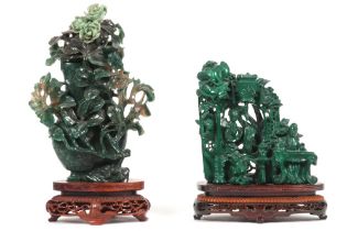 two Chinese sculptures amongst which a lidded vase in jade || Lot van twee Chinese sculpturen