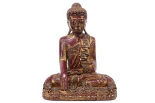 early 20th Cent. Burmese Mandalay style "Buddha" sculpture in lacquered wood with gilding || '