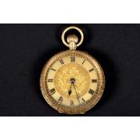 antique ladies' pocket watch with case in yellow gold (18 carat) and nice face || Antiek