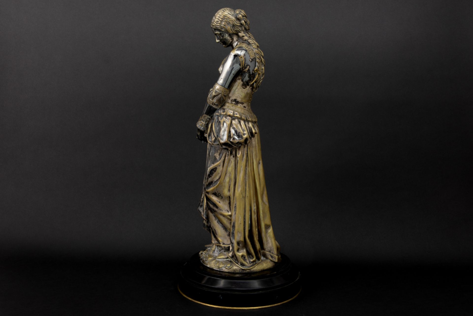 antique French sculpture in silver- and goldplated bronze - signed Emile André Boisseau and dated - Image 2 of 4