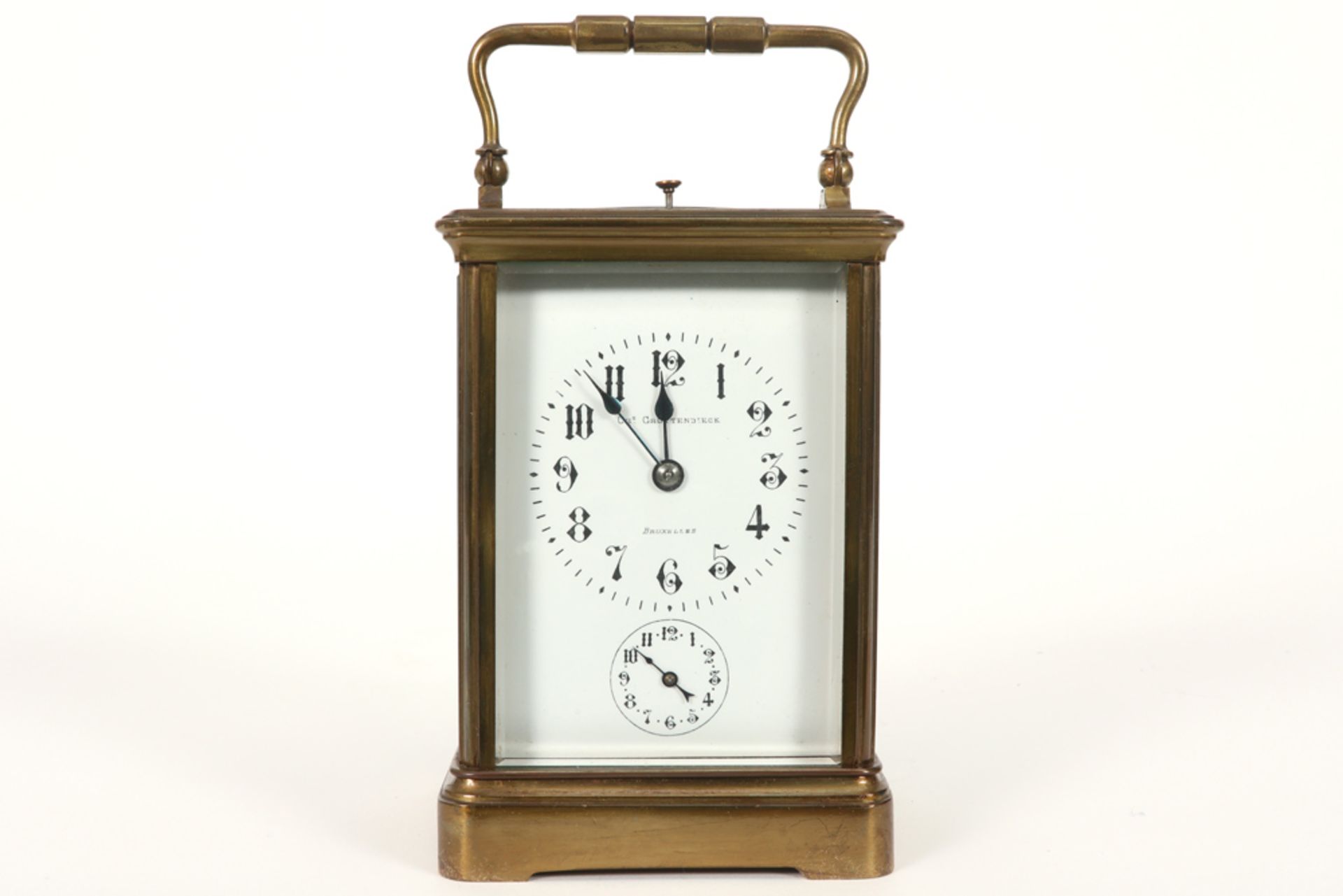 antique travel clock || Antieke reisklok - hoogte : 17,5 cm