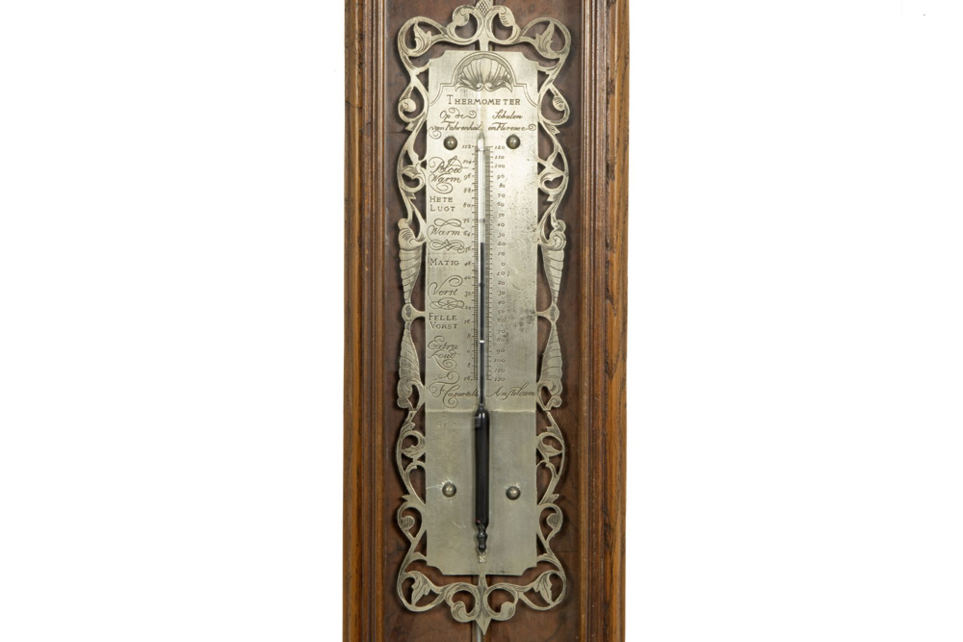 19th Cent. Dutch barometer with a case in burr of walnut, ebonized wood and walnut with Empire style - Image 3 of 3