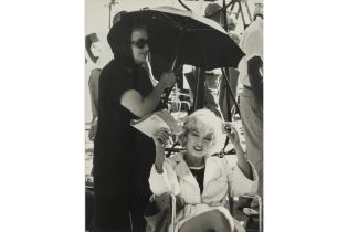 original studio photo from the film set of "Some like it hot" dated 1959 with Marilyn Monroe and her