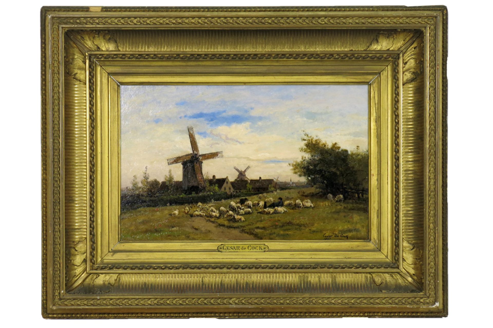 19th Cent. Belgian oil on panel - signed César De Cock and dated 1867 || DE COCK CÉSAR (1823 - 1904) - Bild 4 aus 5