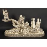 quite big Chinese sculpture with the depiction of seven Chinese mythological figures, sitting on a