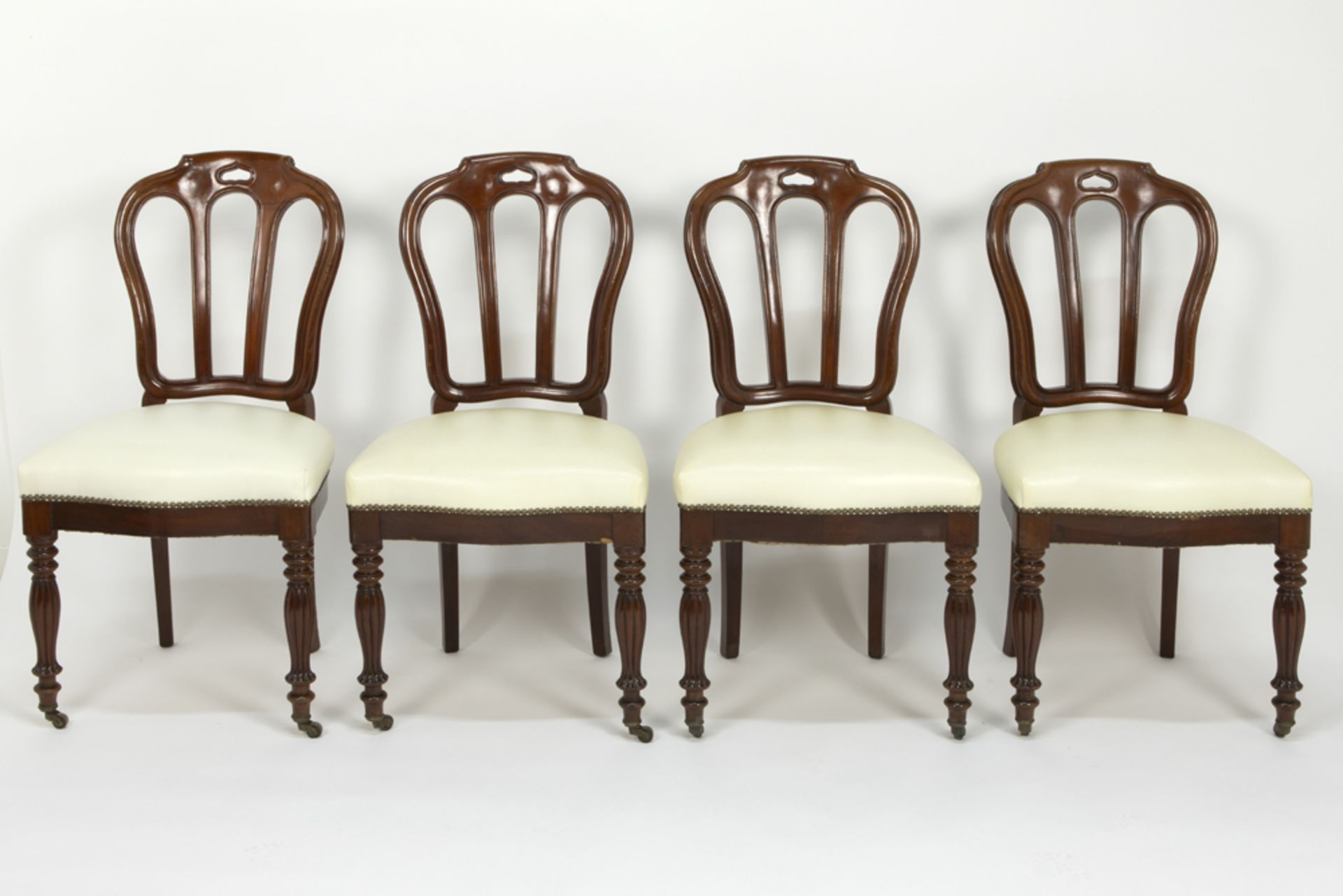 rare series of sixteen 19th Cent. chairs with an elegant design in mahogany - all completely - Image 4 of 6