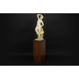 antique "Dancing lady" sculpture in alabaster - signed Guglielmo Pugi sold with a wooden pedestal ||