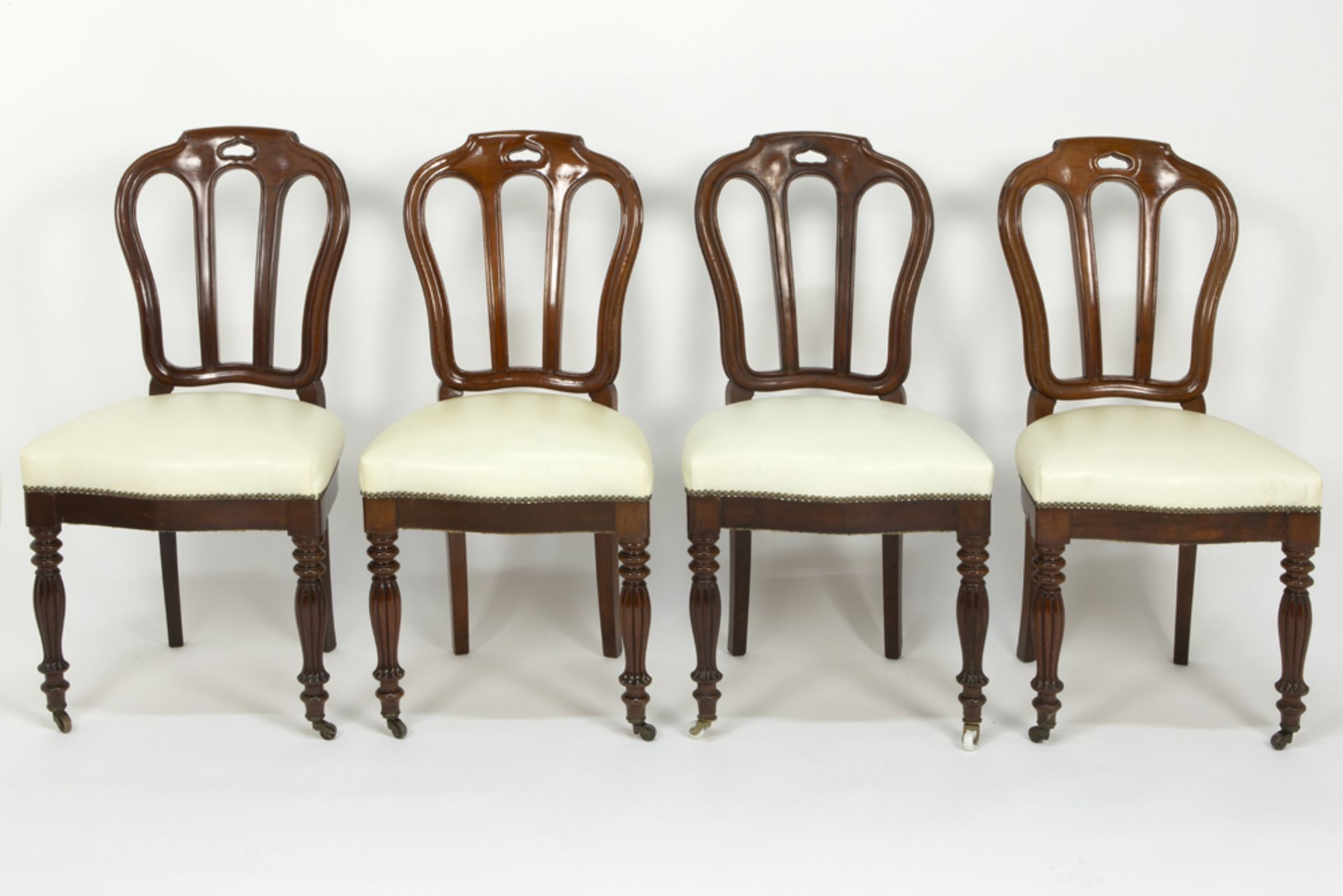 rare series of sixteen 19th Cent. chairs with an elegant design in mahogany - all completely - Image 5 of 6