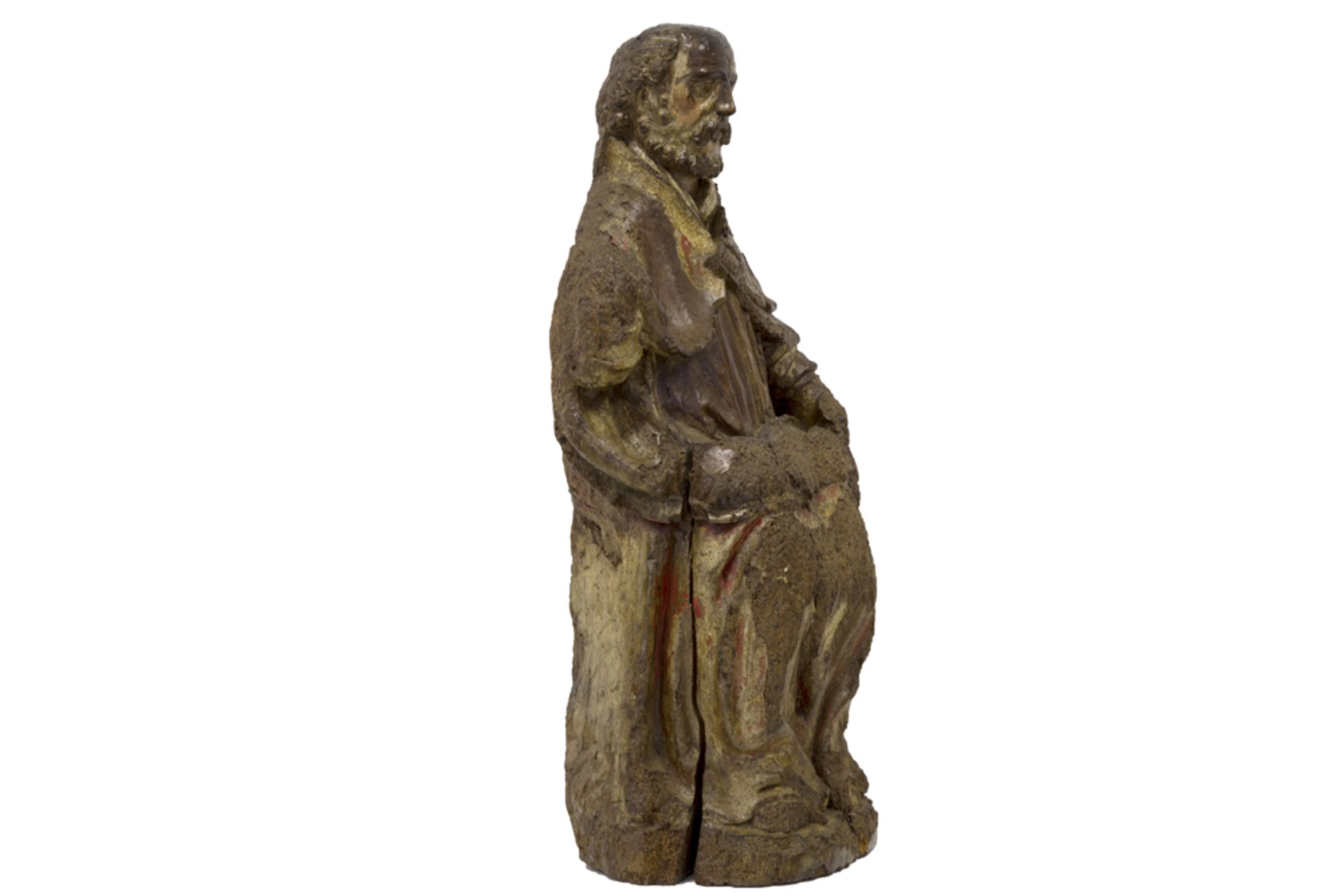 15th Cent. Flemish gothic style sculpture in wood with remains of the original polychromy: " - Bild 6 aus 6