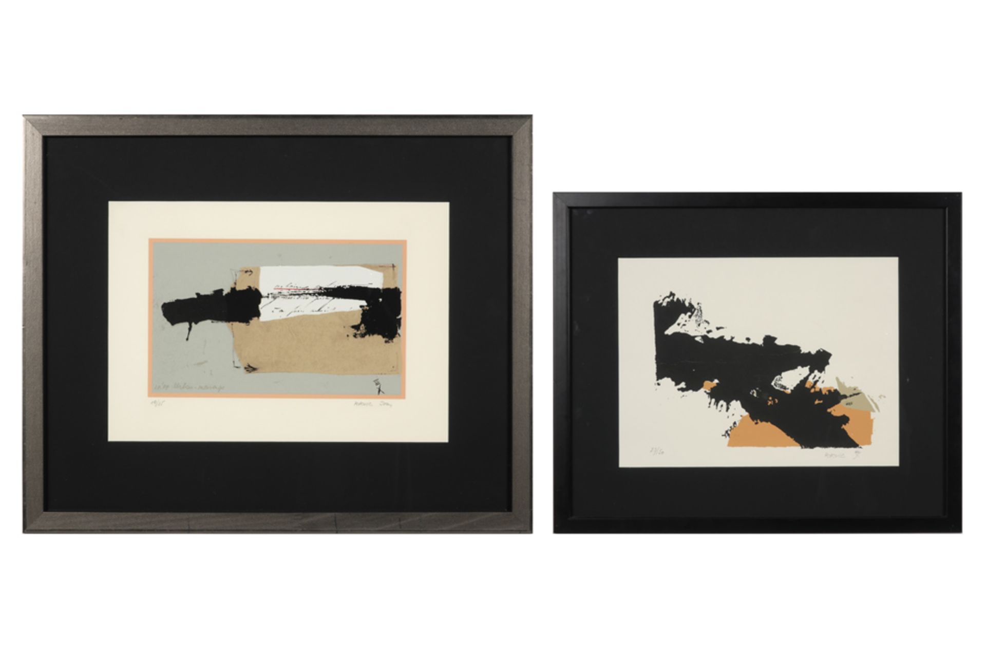 two Ivan Popovic signed abstract works : a mixed media print and a lithograph printed in colors ||