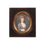 antique portrait miniature with the monogram of Constance Mayer || MAYER CONSTANCE (1775 - 1821)