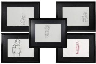 five drawings for "The Simpsons" - with certificate || GROENING MATT (° 1954) lot van vijf originele