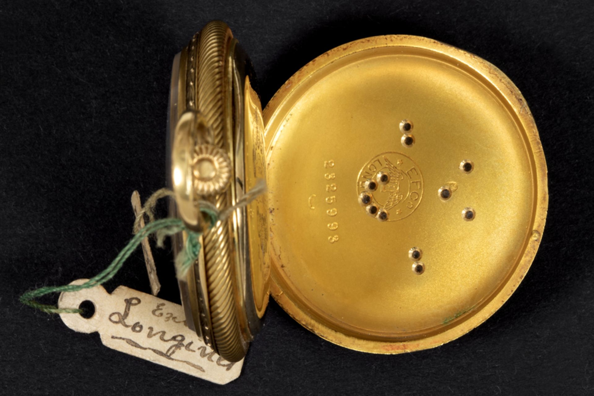 antique Longines marked ladies' pocket watch in yellow gold (18 carat) with its lid with a - Image 4 of 4