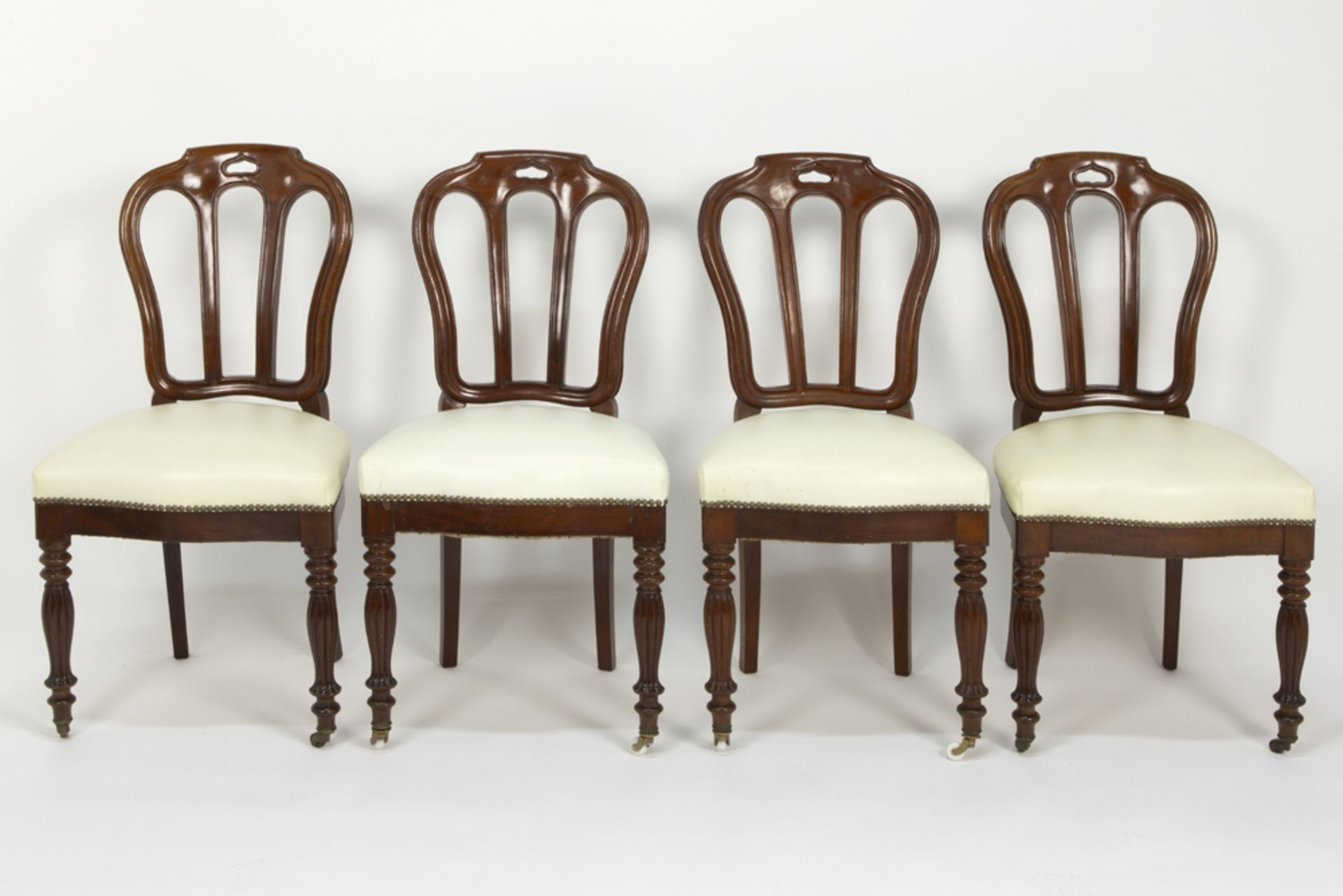 rare series of sixteen 19th Cent. chairs with an elegant design in mahogany - all completely - Image 3 of 6