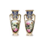 pair of quite big 19th Cent. vases in porcelain from Brussels || Paar vrij grote negentiende