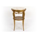 small round neoclassical table in gilded wood with marble top || Ronde neoclassicistisch