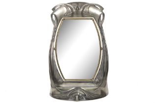 because of the big size rare WMF marked Art Nouveau table mirror with sober whiplash