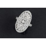 Edwardian style ring in grey gold (18 carat) with ca 0,65 carat of high quality brilliant cut