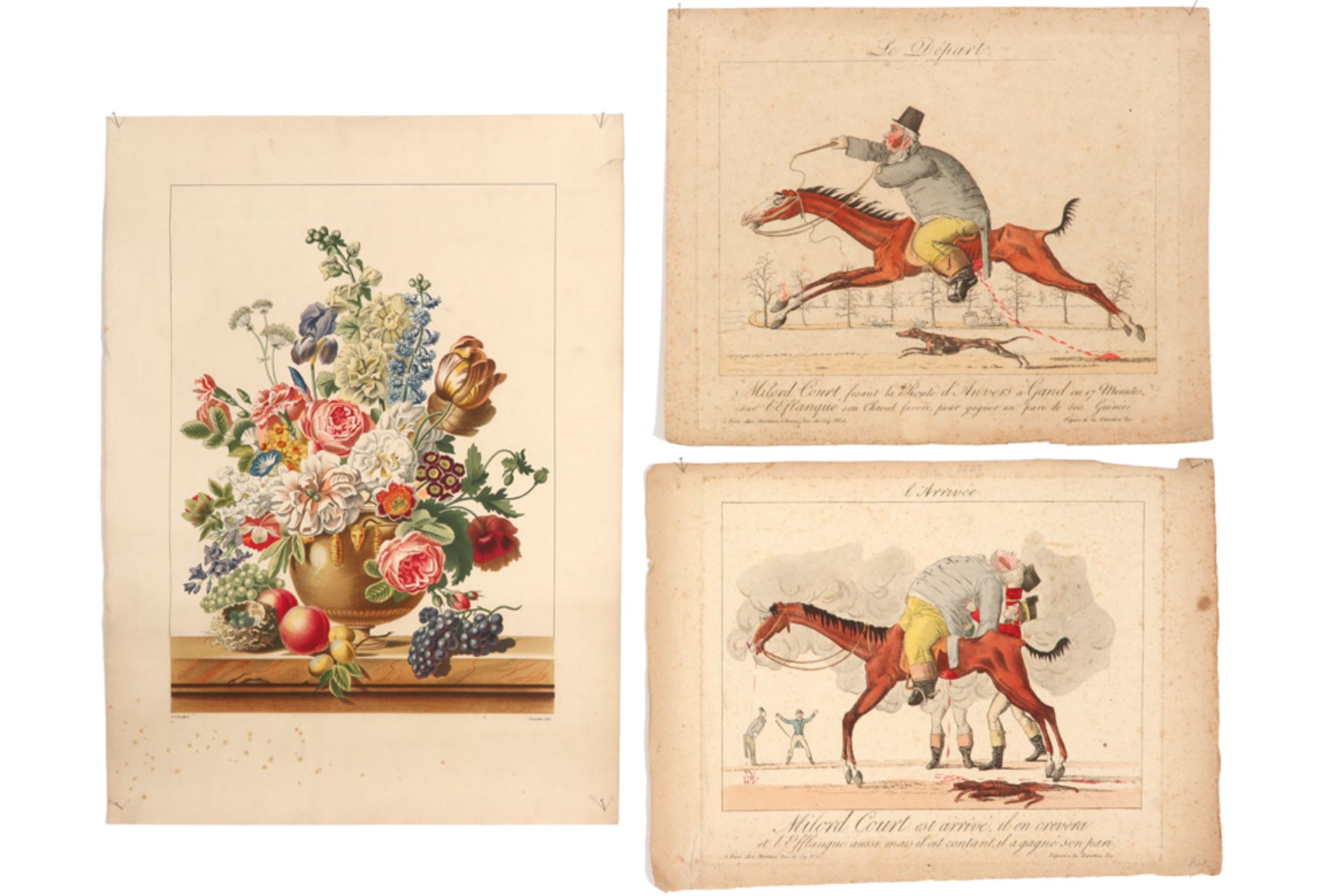 six antique prints amongst which the Four Seasons || Lot (6) antieke grafiek met oa de "Vier - Image 2 of 9