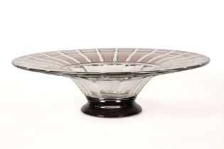 quite big Belgian Art Deco bowl in crystal marked Val-St-Lambert || Mooie vrij grote Art Deco-