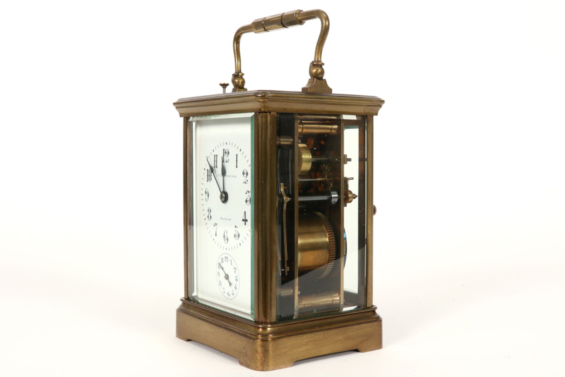 antique travel clock || Antieke reisklok - hoogte : 17,5 cm - Image 3 of 6